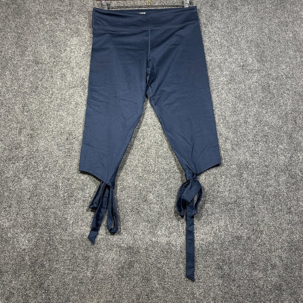Joy Lab Pants Womens Large Blue Coquette Core Ankle Tie Yoga Waistband Pocket